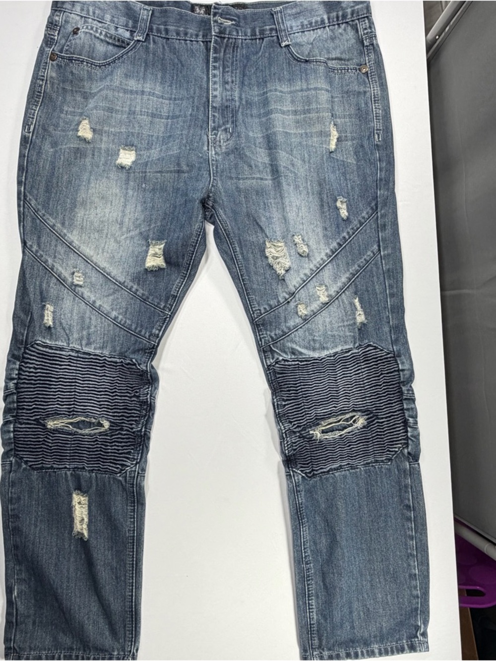 Krome Distressed Moto Jeans 36x30 Biker Streetwear Denim